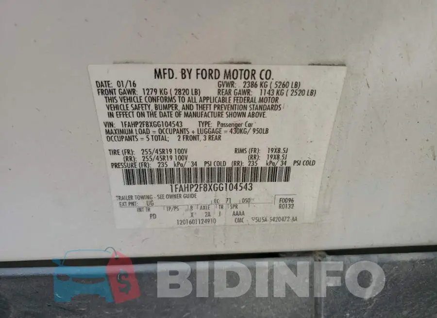 1FAHP2F8XGG104543 Photo# 12