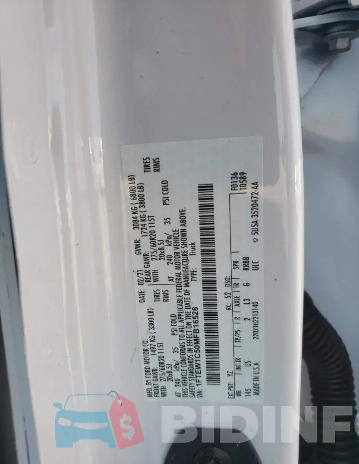 1FTEW1C50MFB16528 Photo# 13