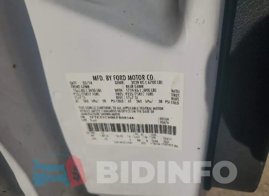 1FTEX1CM8EFB58144 Photo# 12