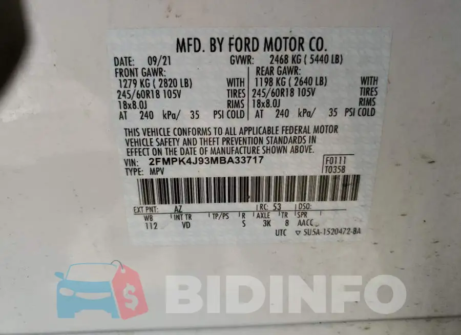 2FMPK4J93MBA33717 Photo# 13