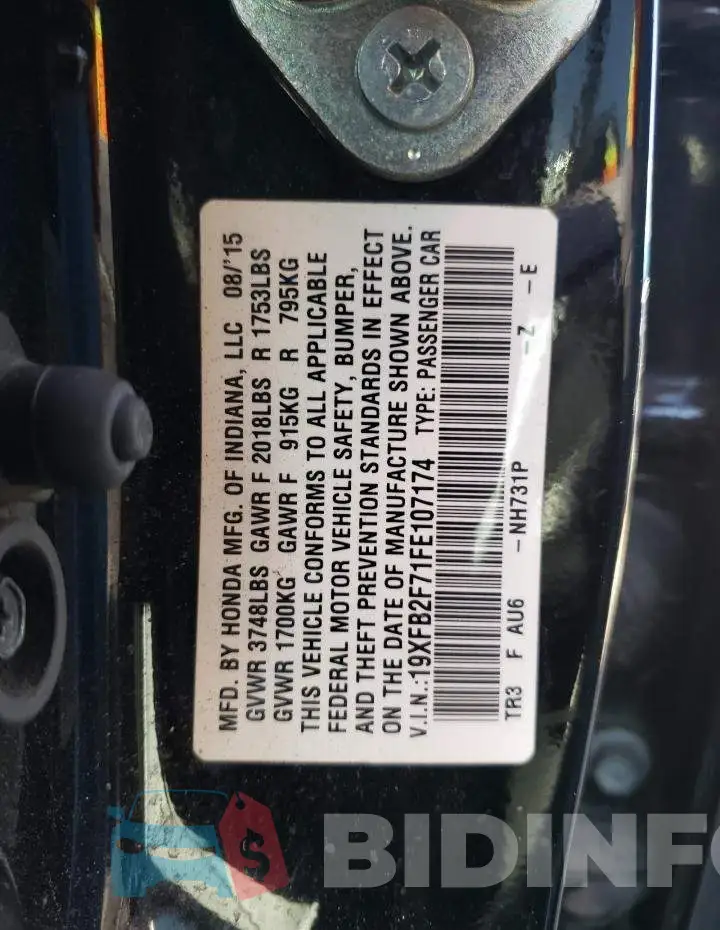 19XFB2F71FE107174 Photo# 12