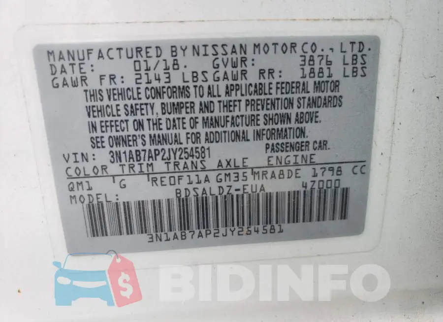 3N1AB7AP2JY254581 Photo# 13