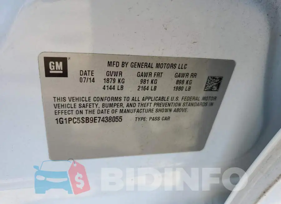 1G1PC5SB9E7438055 Photo# 13