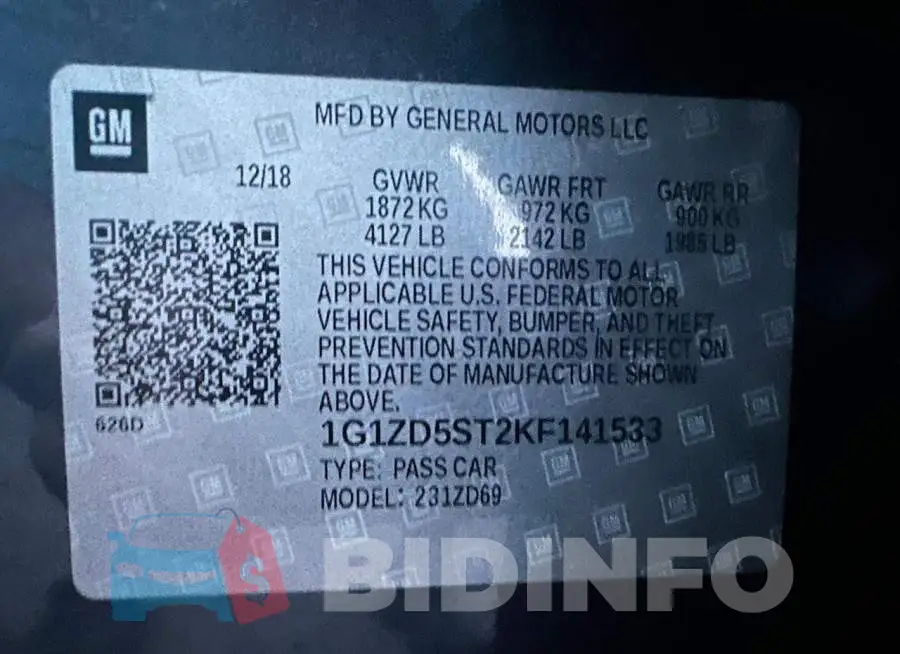 1G1ZD5ST2KF141533 Photo# 10
