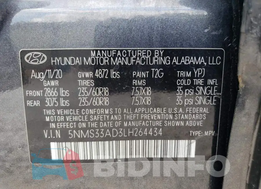 5NMS33AD3LH264434 Photo# 14