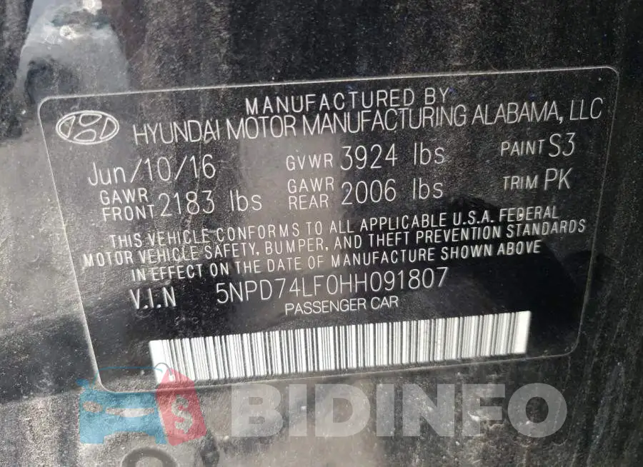 5NPD74LF0HH091807 Photo# 12