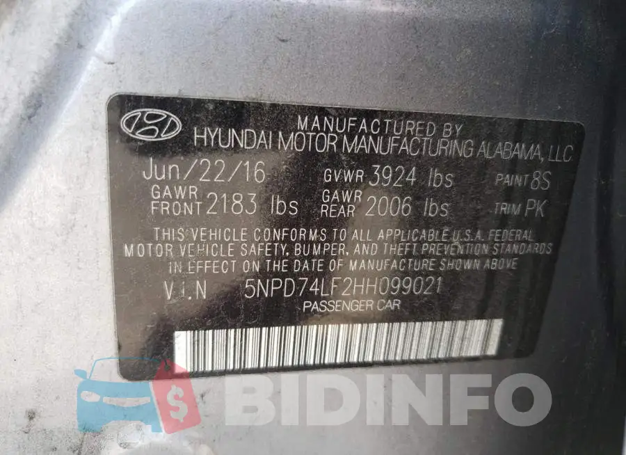 5NPD74LF2HH099021 Photo# 12