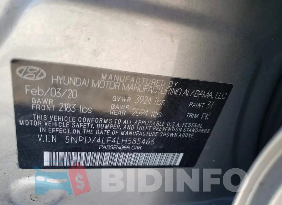 5NPD74LF4LH585466 Photo# 12