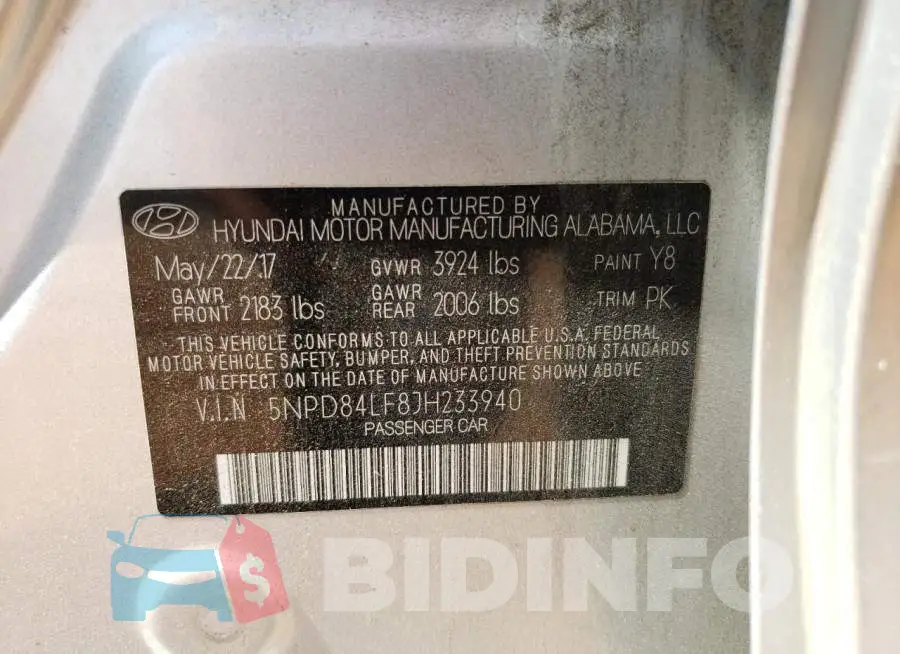 5NPD84LF8JH233940 Photo# 12