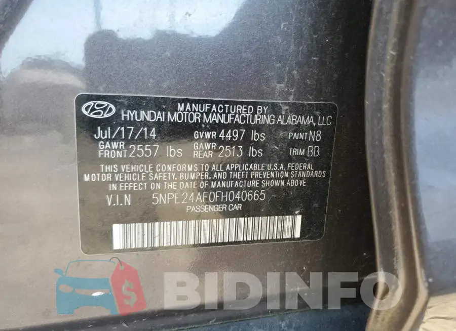 5NPE24AF0FH040665 Photo# 12