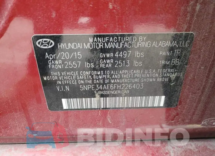 5NPE34AF6FH226403 Photo# 12