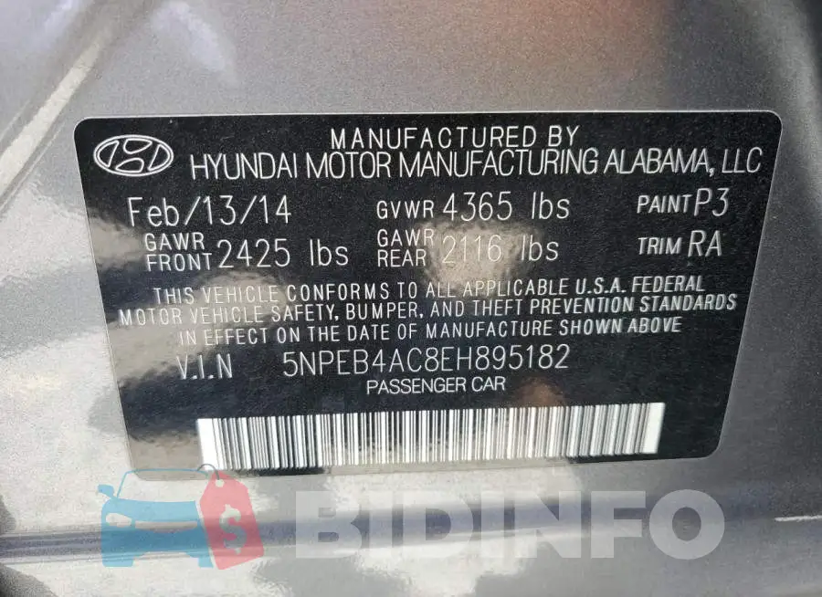 5NPEB4AC8EH895182 Photo# 13