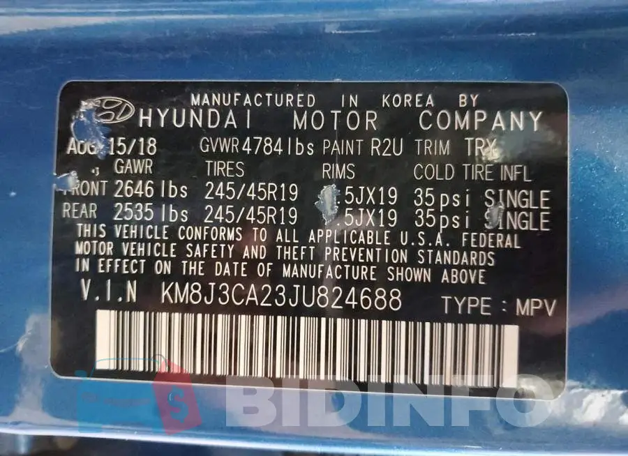 KM8J3CA23JU824688 Photo# 12