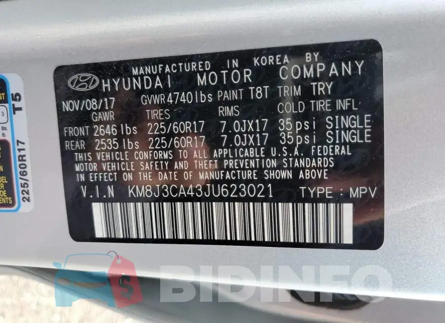 KM8J3CA43JU623021 Photo# 13