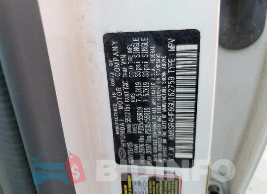 KM8SR4HF6GU162759 Photo# 12