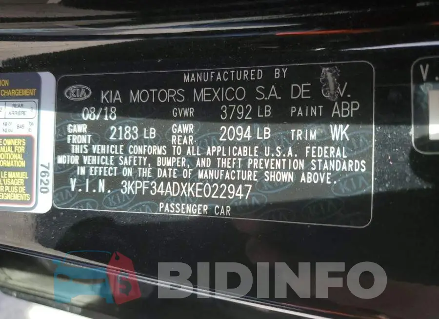 3KPF34ADXKE022947 Photo# 12