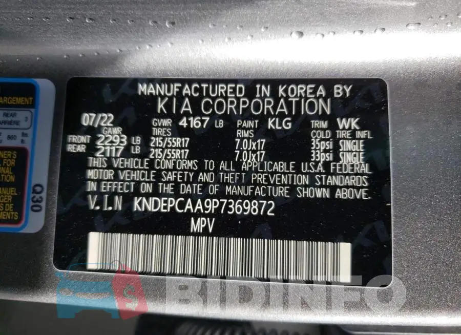 KNDEPCAA9P7369872 Photo# 12