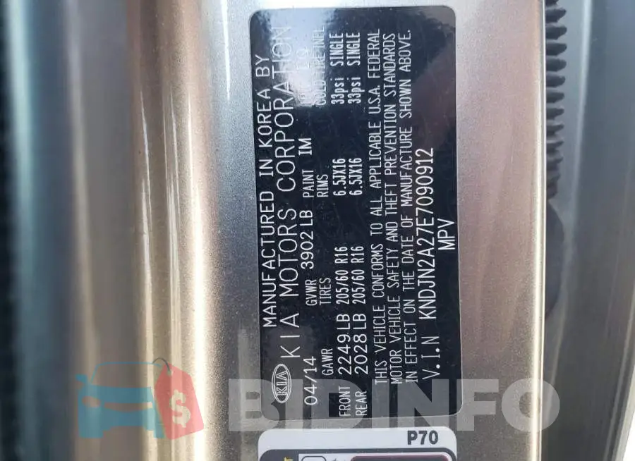 KNDJN2A27E7090912 Photo# 12