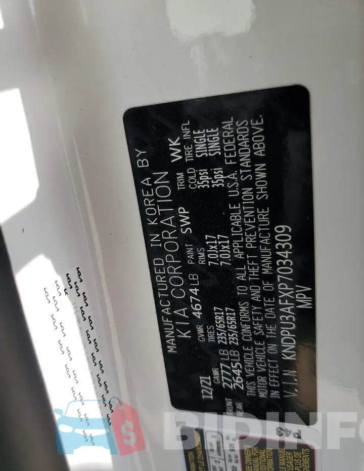 KNDPU3AFXP7034309 Photo# 14