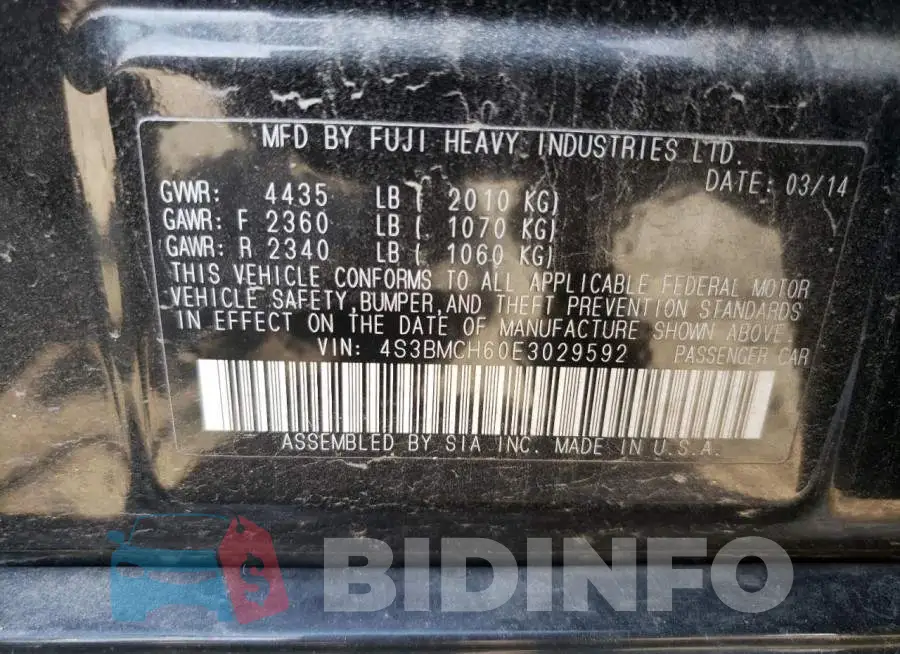 4S3BMCH60E3029592 Photo# 13