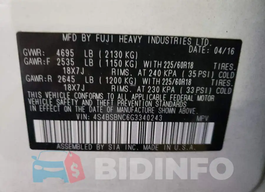 4S4BSBNC6G3340243 Photo# 12