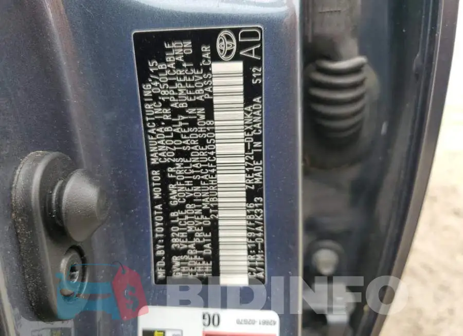 2T1BURHE4FC405018 Photo# 12