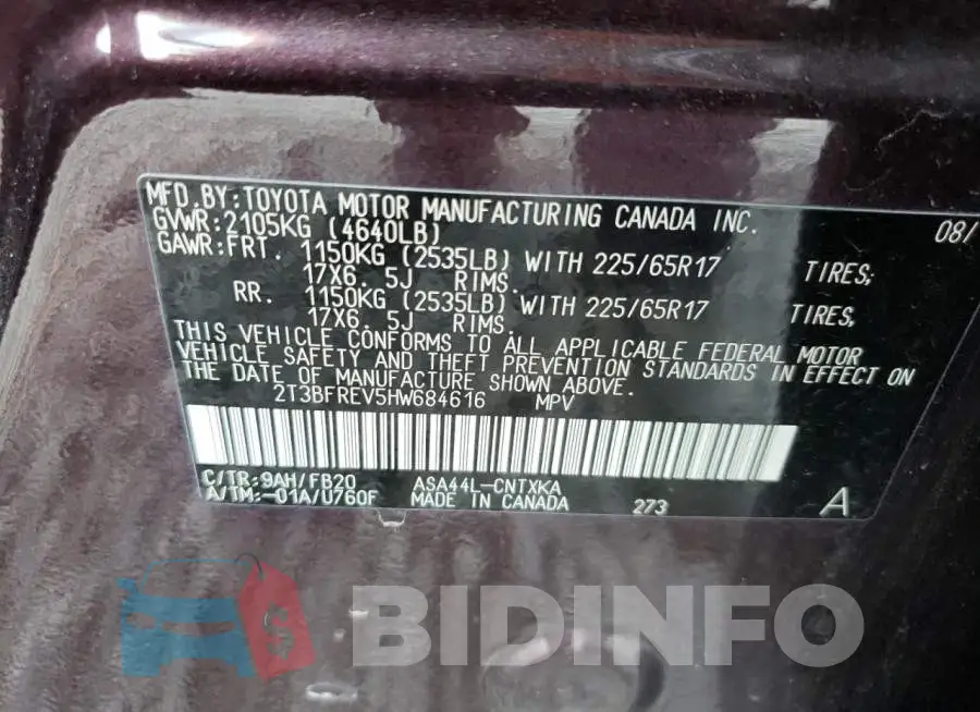 2T3BFREV5HW684616 Photo# 13