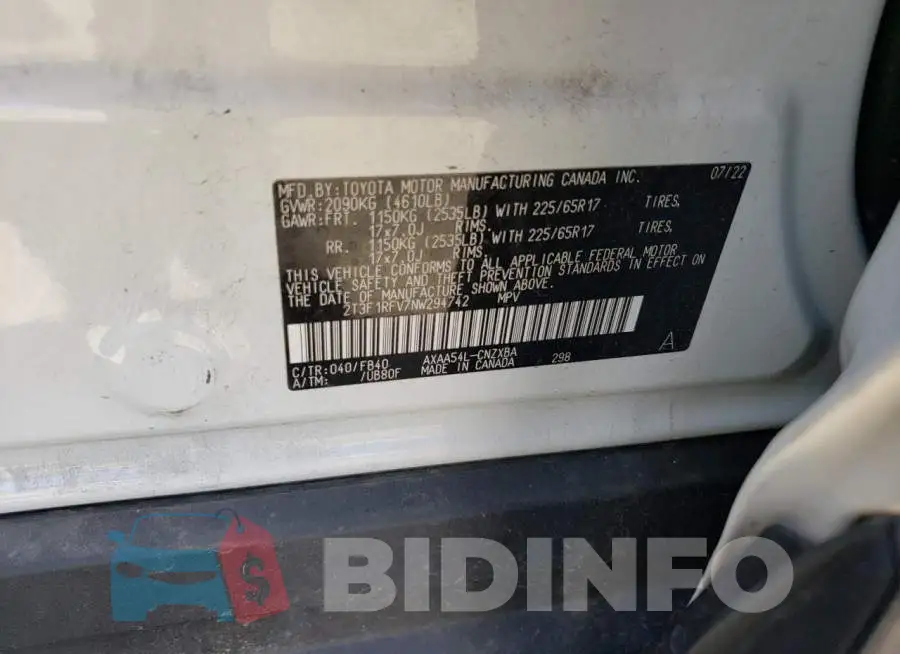 2T3F1RFV7NW294742 Photo# 13