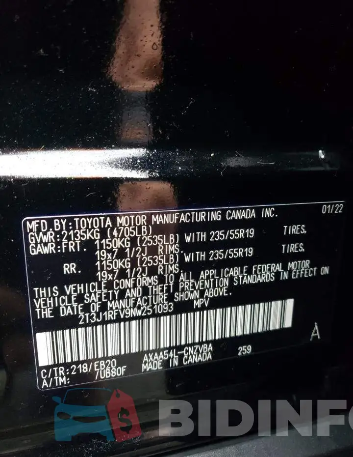 2T3J1RFV9NW251093 Photo# 13