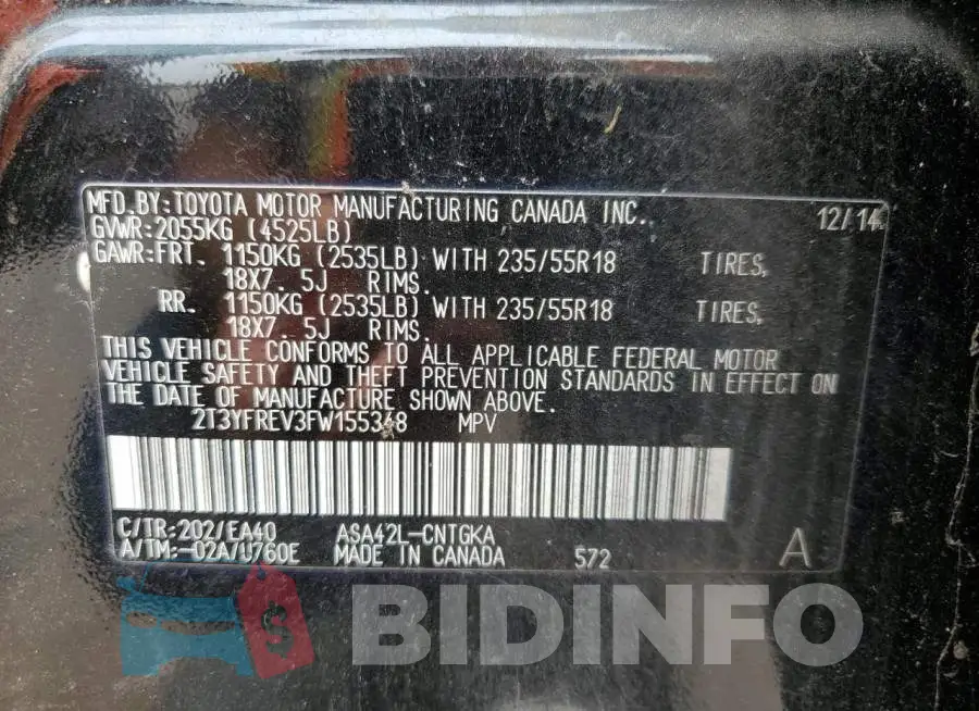 2T3YFREV3FW155348 Photo# 13
