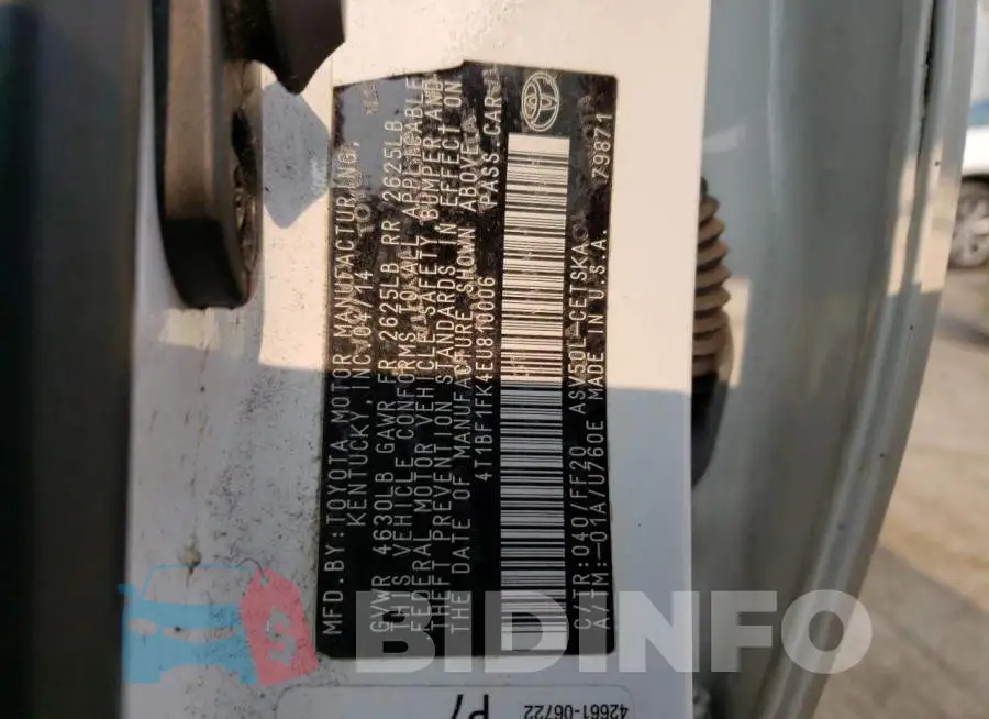 4T1BF1FK4EU810006 Photo# 12