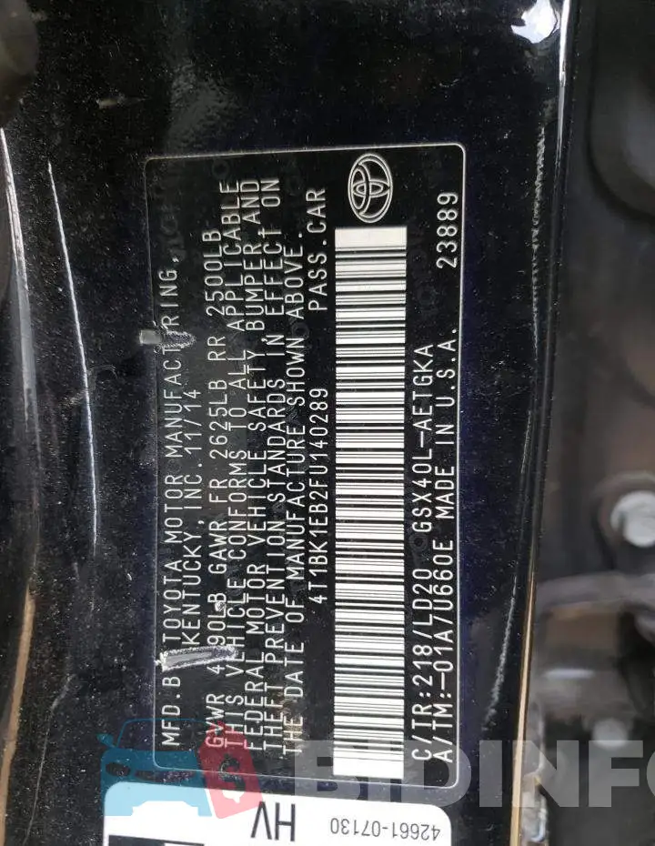4T1BK1EB2FU140289 Photo# 12