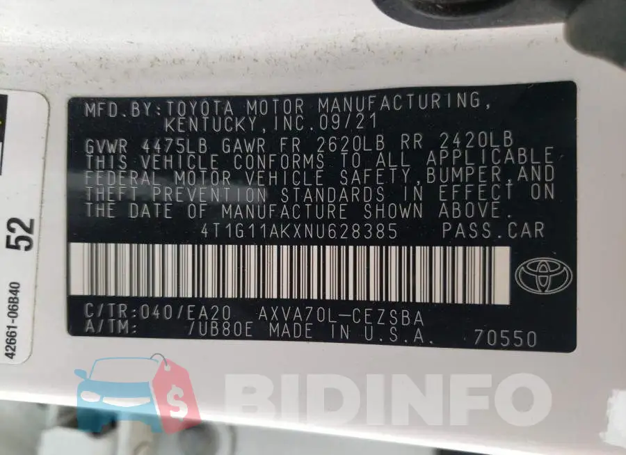 4T1G11AKXNU628385 Photo# 13