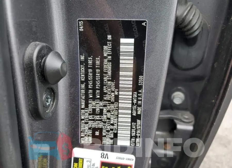 4T3BA3BB7FU073103 Photo# 12