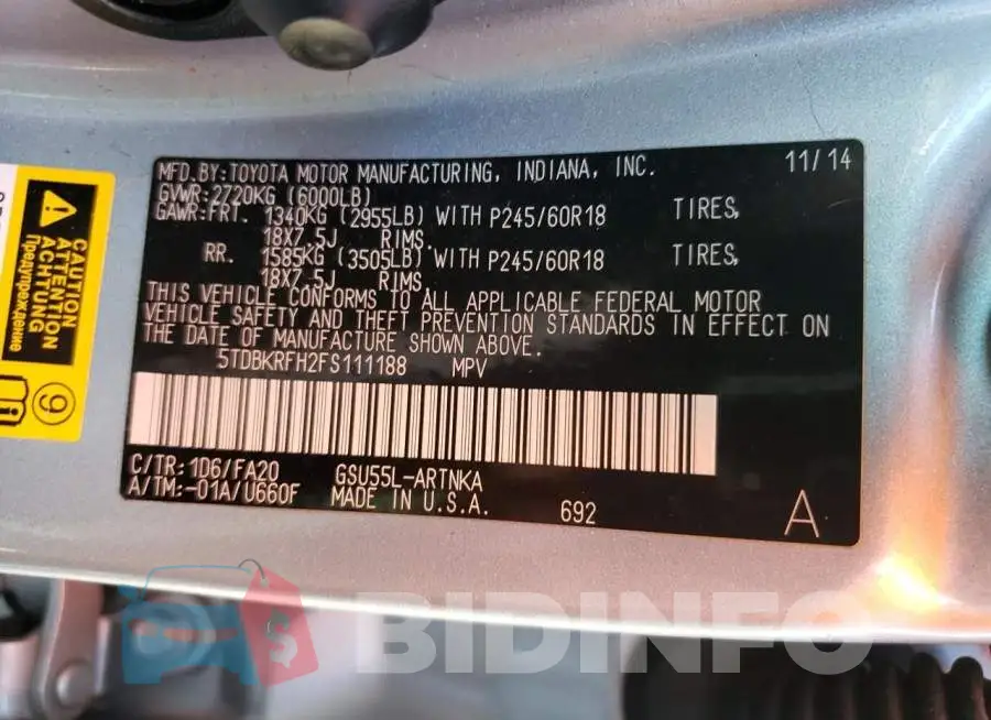 5TDBKRFH2FS111188 Photo# 13