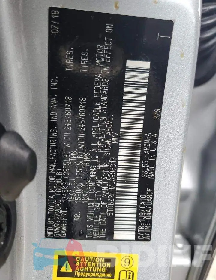 5TDBZRFH7JS896313 Photo# 12