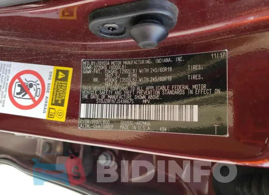 5TDJZRFH7JS498675 Photo# 13