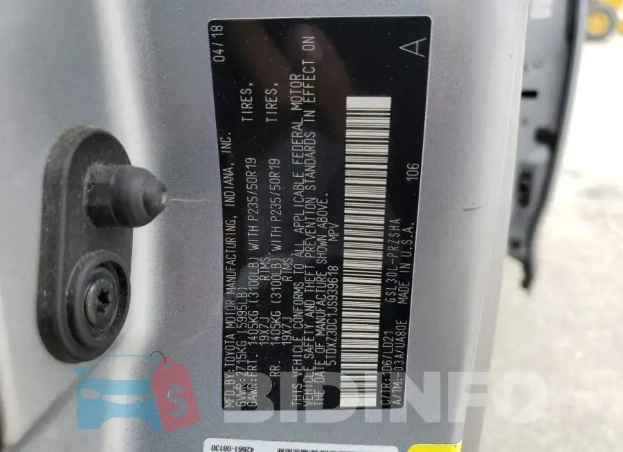 5TDXZ3DC1JS939618 Photo# 14
