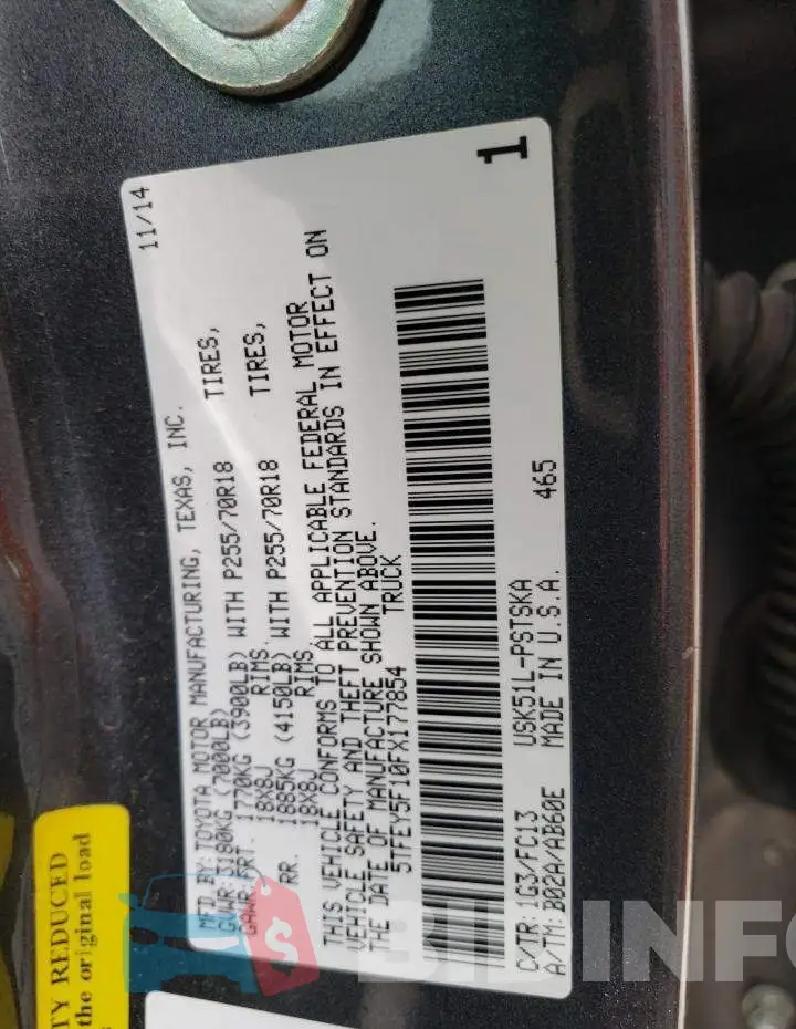5TFEY5F10FX177854 Photo# 13
