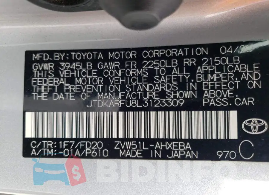 JTDKARFU8L3123309 Photo# 12