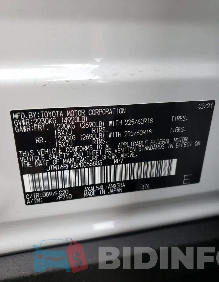JTM16RFV8PD086803 Photo# 13