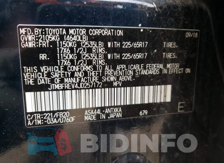 JTMBFREV4JD257172 Photo# 13