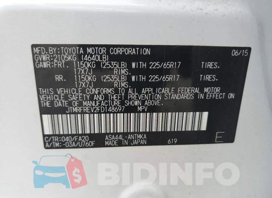 JTMRFREV2FD148697 Photo# 14