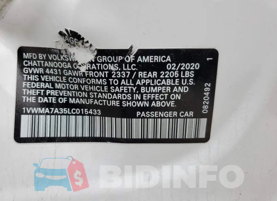 1VWMA7A35LC015433 Photo# 13