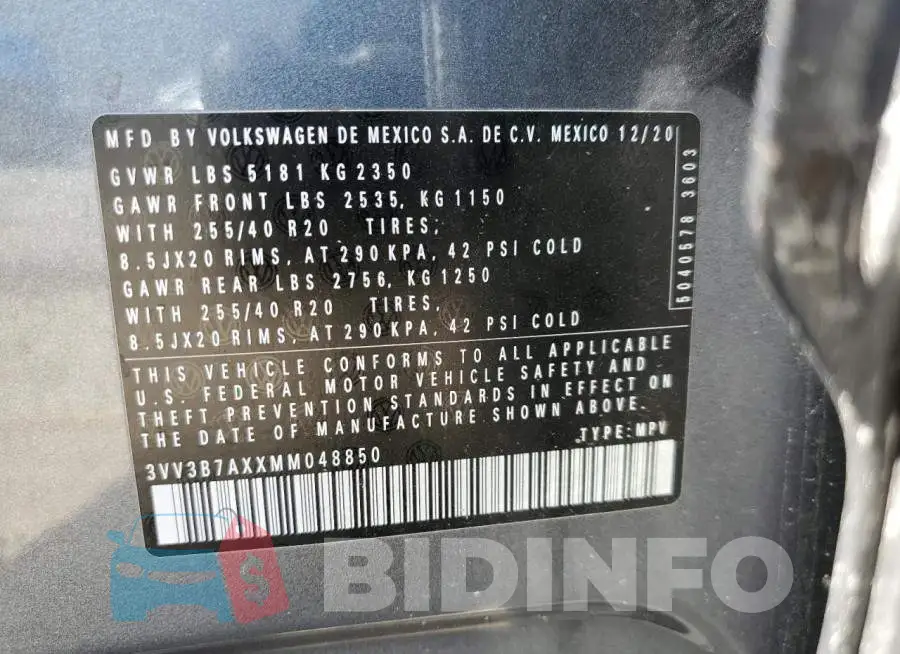 3VV3B7AXXMM048850 Photo# 13