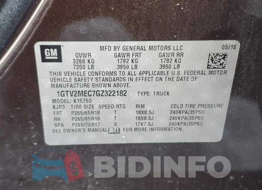 1GTV2MEC7GZ322182 Photo# 13