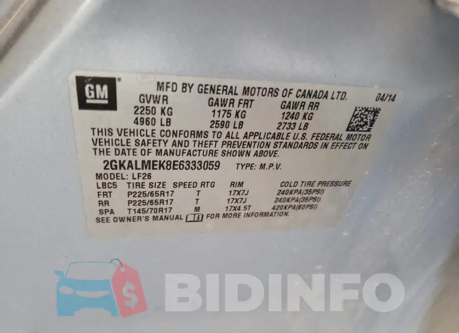 2GKALMEK8E6333059 Photo# 13