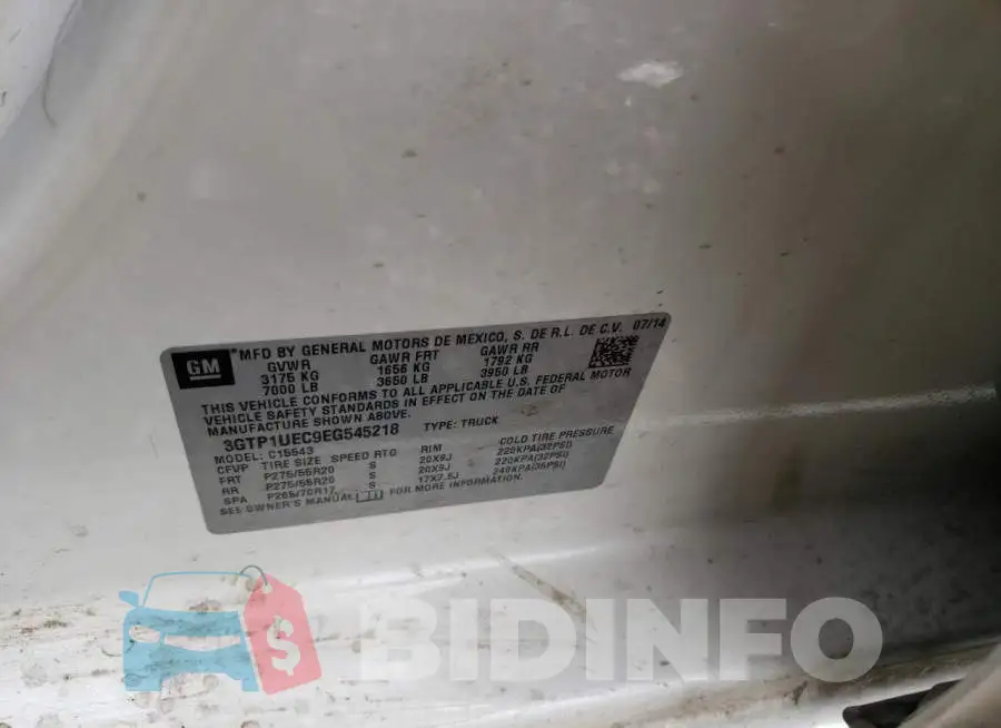 3GTP1UEC9EG545218 Photo# 13