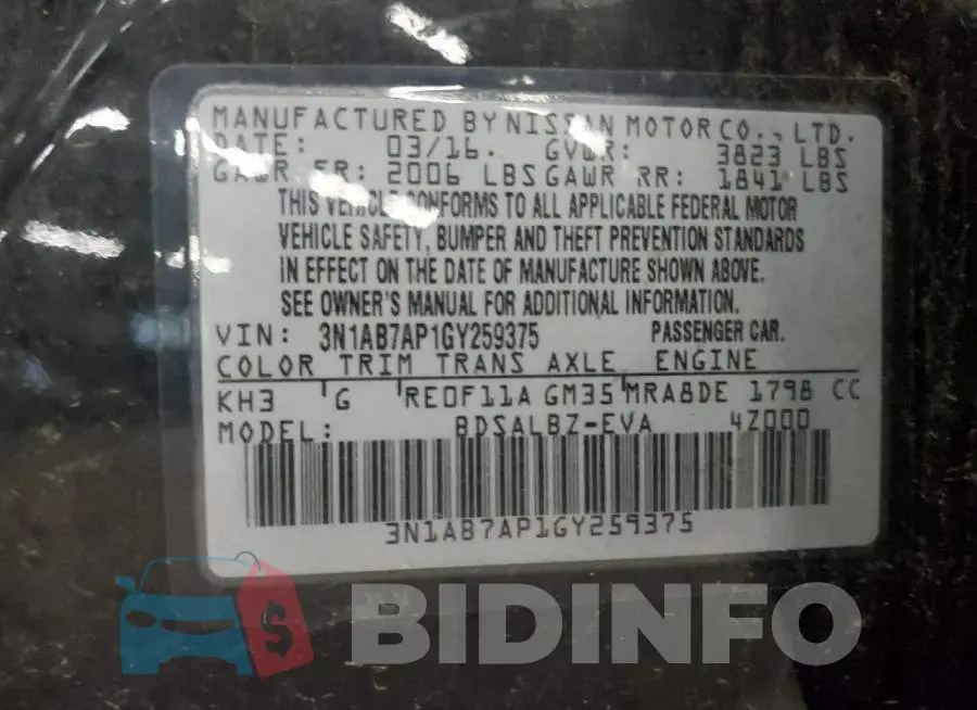 3N1AB7AP1GY259375 Photo# 12
