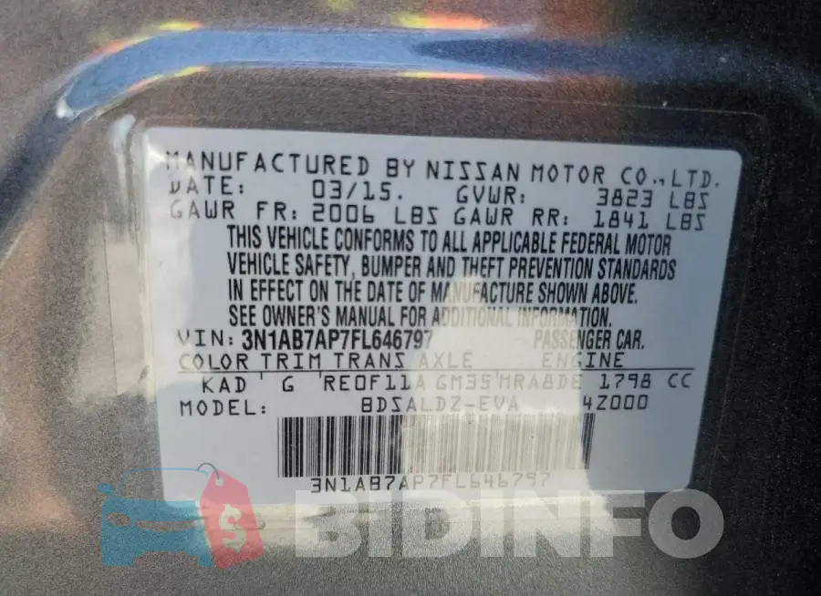 3N1AB7AP7FL646797 Photo# 13